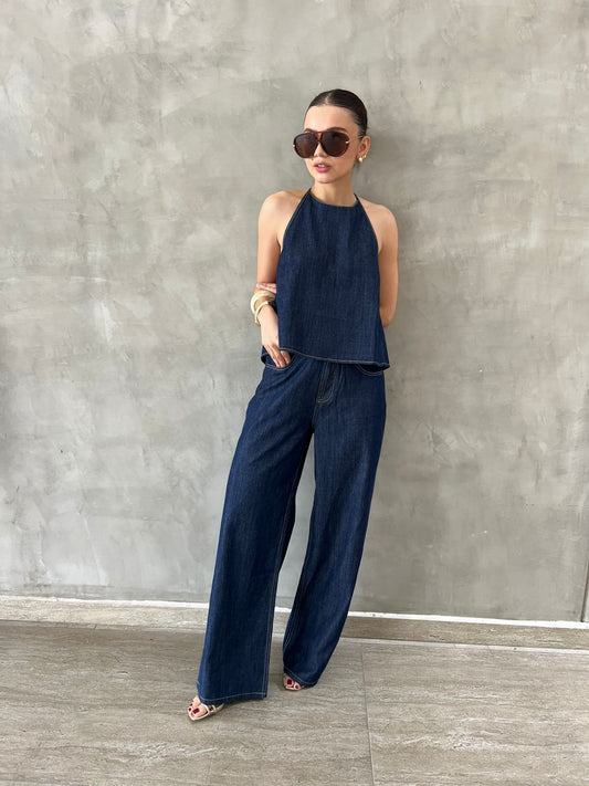 JEANS DENIM LOOSE FIT CINTURA AJUSTADA