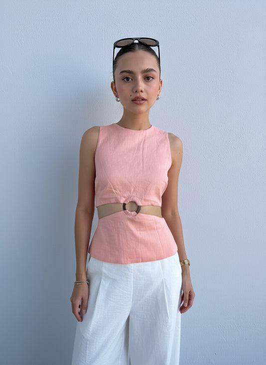 Blusa Cut-Out con Aro Soft Peach