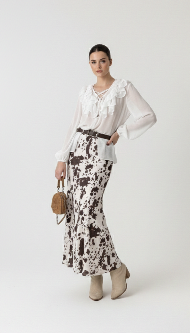 MAXI FALDA COW PRINT