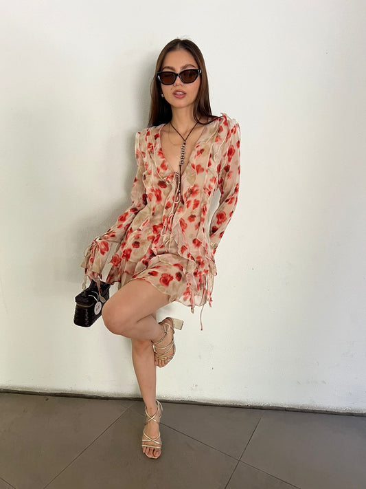 MINI FALDA ASIMETRICA FLORAL