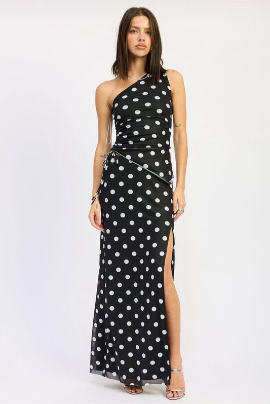 FALDA MAXI POLKA DOT B&W